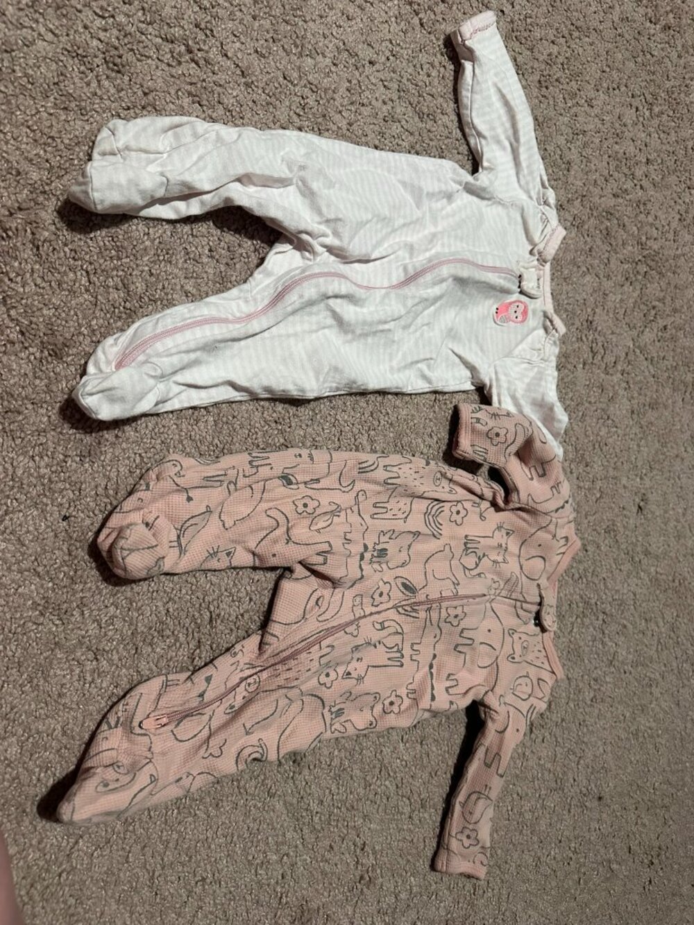 Bundle of 2 Carter's Pink Footed Sleepers Size 3M